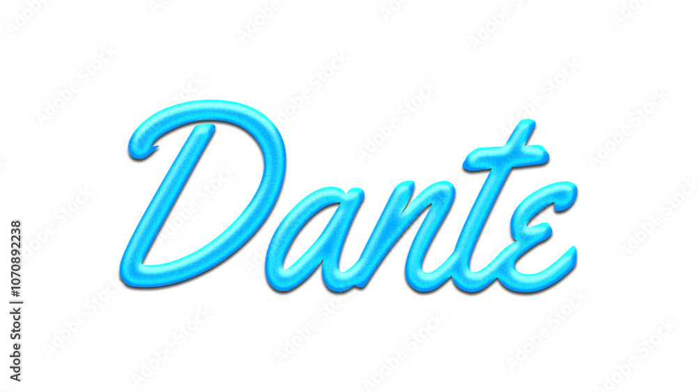 Glowing blue effect of name Dante on white background. Glowing blue effect of name Dante on white background.