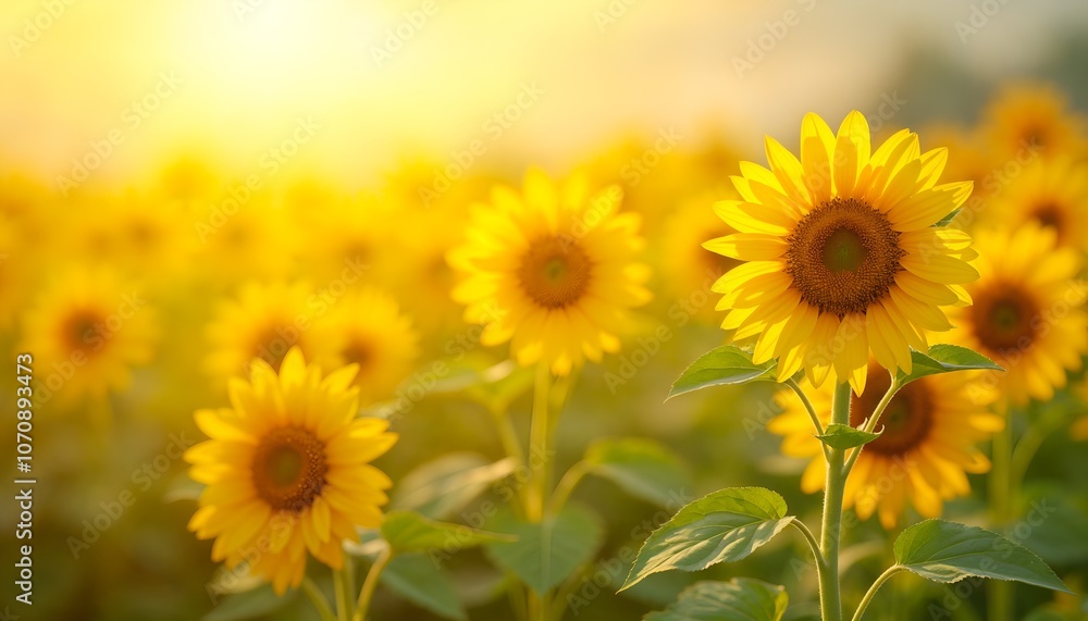 a field of sunflowers with the sun behind them. a field of sunflowers with the sun behind them.