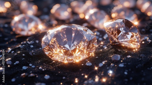 A Captivating View of Radiant Diamonds Sparkling Brightly