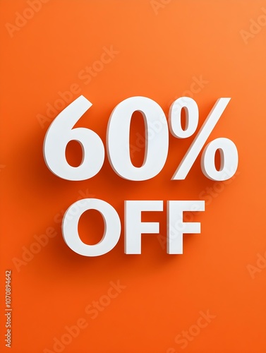 White '60% OFF' Promotional Sign on a Orange Background