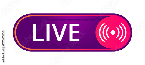 Game streaming live icon. Gamers stream interface element, mmo game menu, gamers stream element flat vector illustration. Garish button