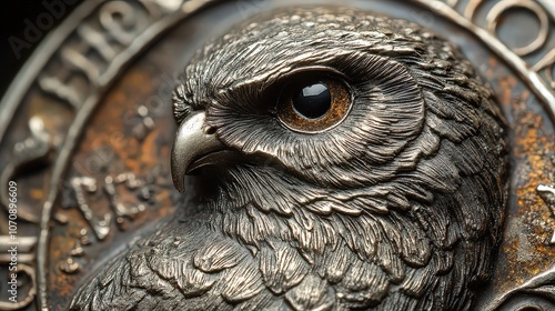  Ancient Greek tetradrachm with Athena's owl symbolizing wisdom; the silver coin’s deep relief and patina showcase Greek coinage artistry and authenticity. photo