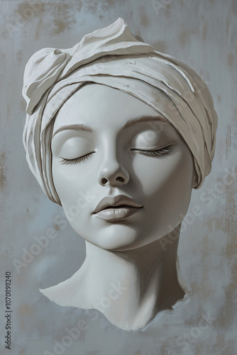 Wallpaper Mural A painting of a woman with her eyes closed and a turban on her head Torontodigital.ca