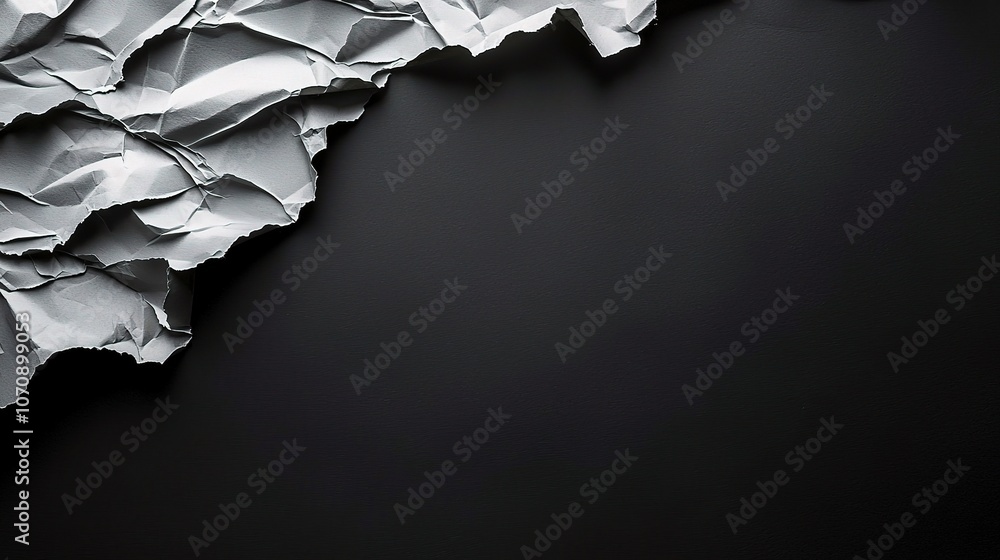 Crumpled Paper on Black Background Crumpled Paper on Black Background