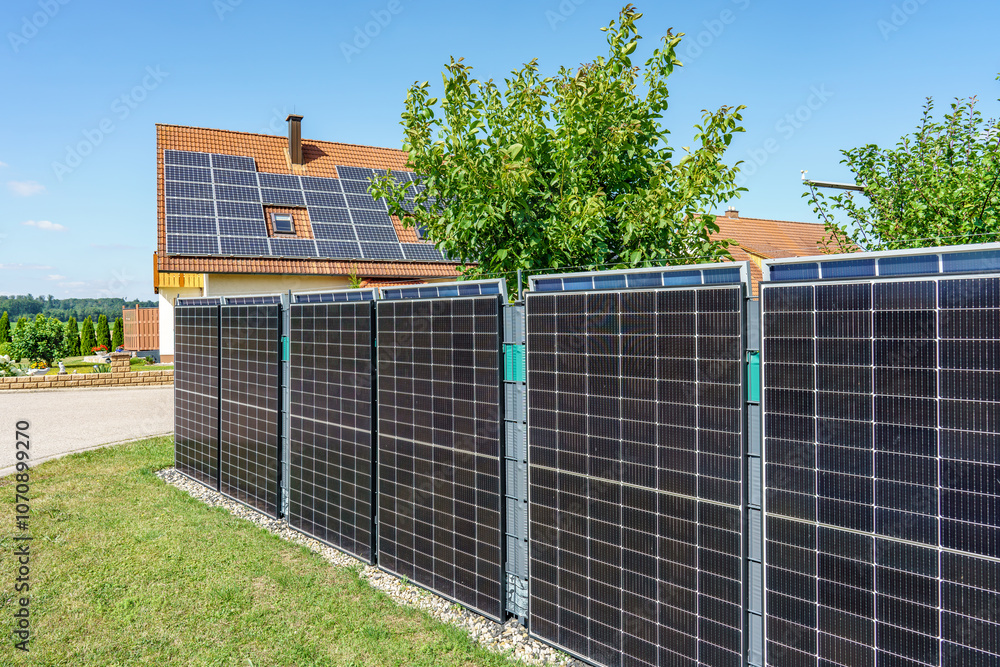 Moderner Solarzaun als Sichtschutz im Garten
Moderner Solarzaun als Sichtschutz im Garten