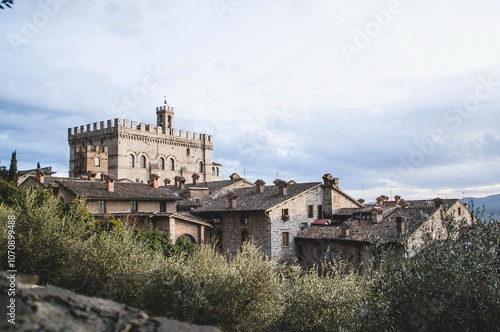 view of the old town of Gubbio in Umbria