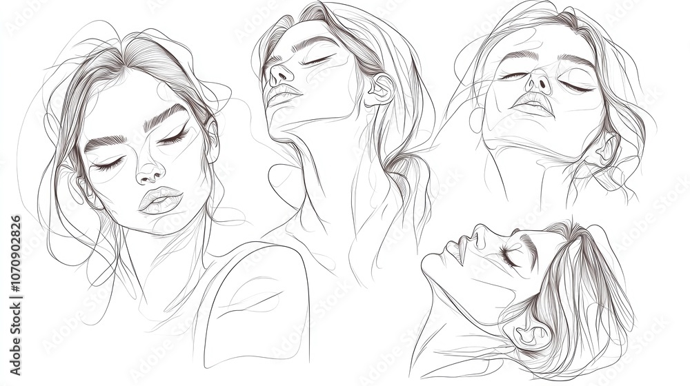 Serene Line Art Elegant Female Faces Minimalist Drawings Abstract Portraits Serene Line Art Elegant Female Faces Minimalist Drawings Abstract Portraits