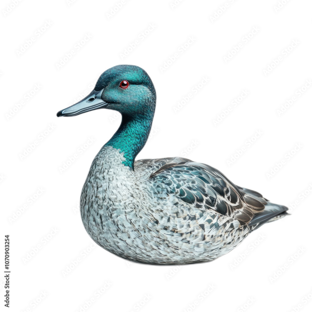 Beautiful Duck with Vibrant Colors on a White Background Beautiful Duck with Vibrant Colors on a White Background