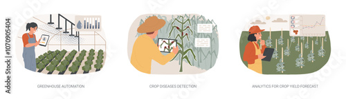 Smart technologies for modern farming isolated cartoon vector illustrations se