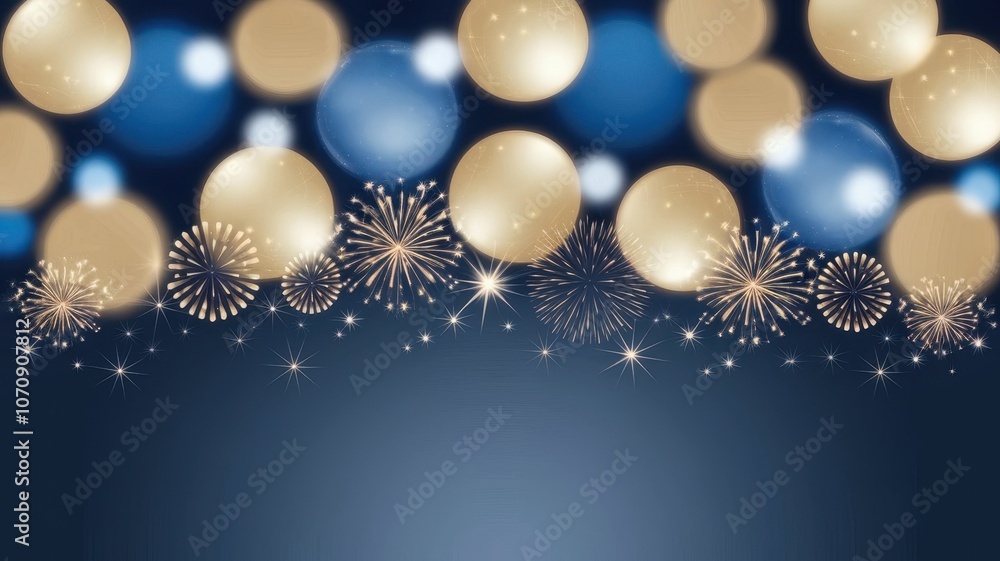 Blue and Gold Bokeh Lights with Sparkling Fireworks Blue and Gold Bokeh Lights with Sparkling Fireworks