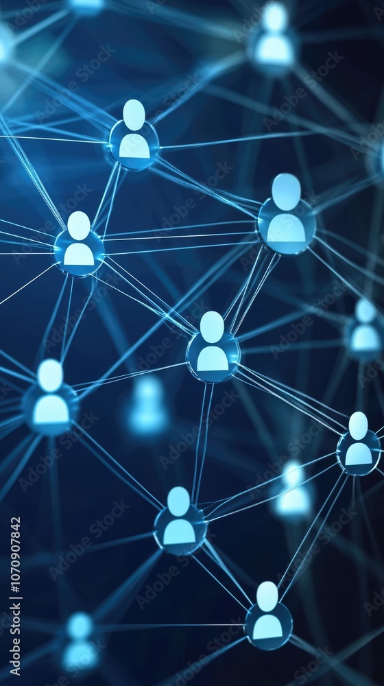 Social media network connection, people icons on blue background. Global internet technology and online data exchange Social media network connection, people icons on blue background. Global internet technology and online data exchange
