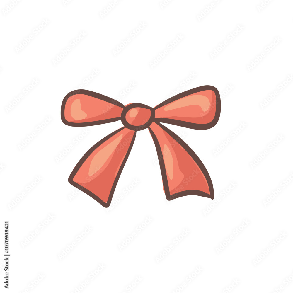 A simple red ribbon bow drawn on a white background for decorative purposes and crafts A simple red ribbon bow drawn on a white background for decorative purposes and crafts