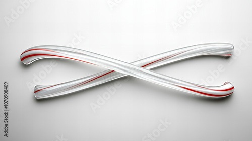 Decorative glass candy canes arranged in a cross shape on a light background, perfect for festive holiday displays and seasonal decor