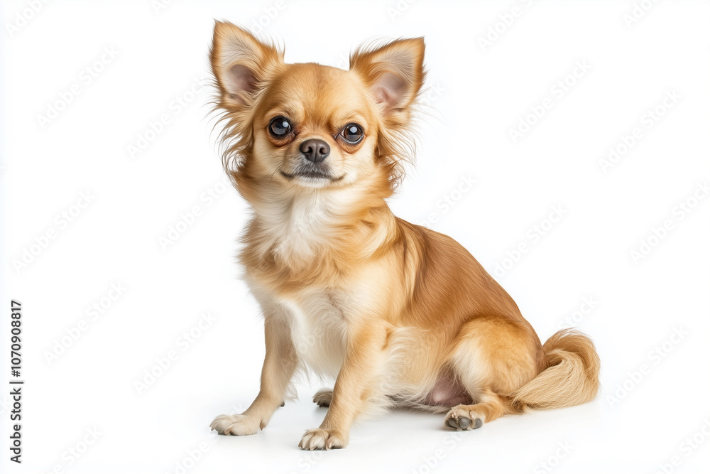 a dog sitting on the floor, white backgorund a dog sitting on the floor, white backgorund
