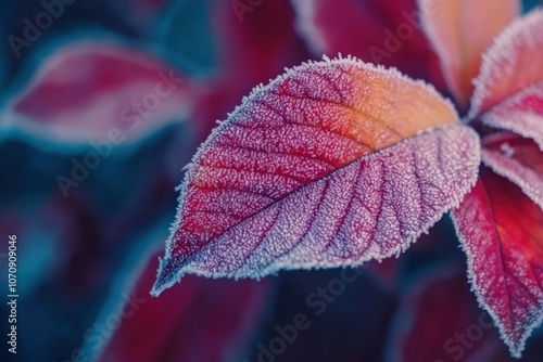 Frosted Leaves in Vibrant Autumn Colors