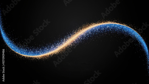 Dual-Toned Blue and Gold Glitter Wave on Black Background