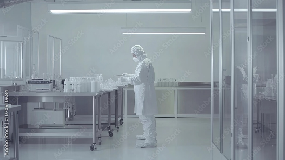 Laboratory Worker in Cleanroom Environment Laboratory Worker in Cleanroom Environment