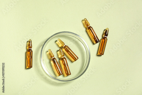 Amber glass ampoules with c...
