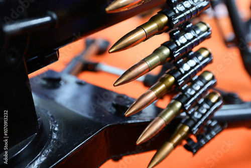 Ammunition presented by an arms manufacturer at an exhibition where the latest technologies in the field are presented to the public and those present. Arms industry