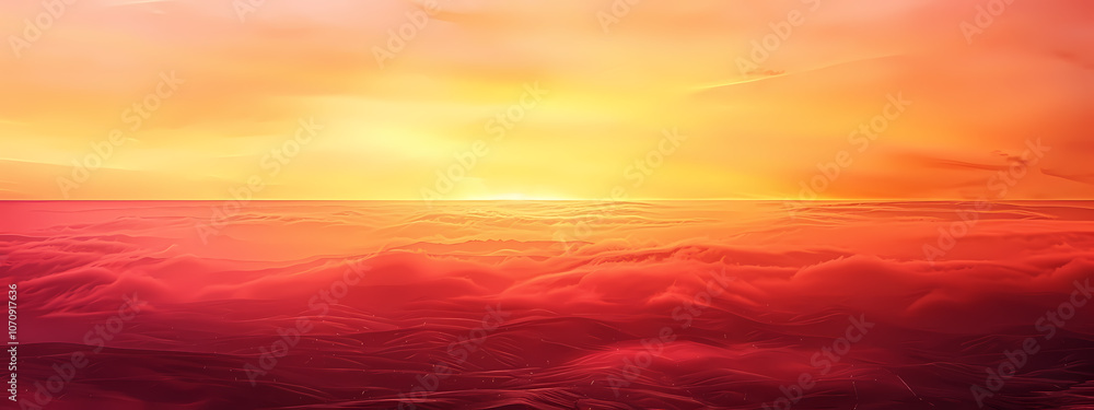 Fototapeta premium A breathtaking sunset over serene clouds, showcasing vibrant hues of orange and pink, creating a peaceful atmosphere.