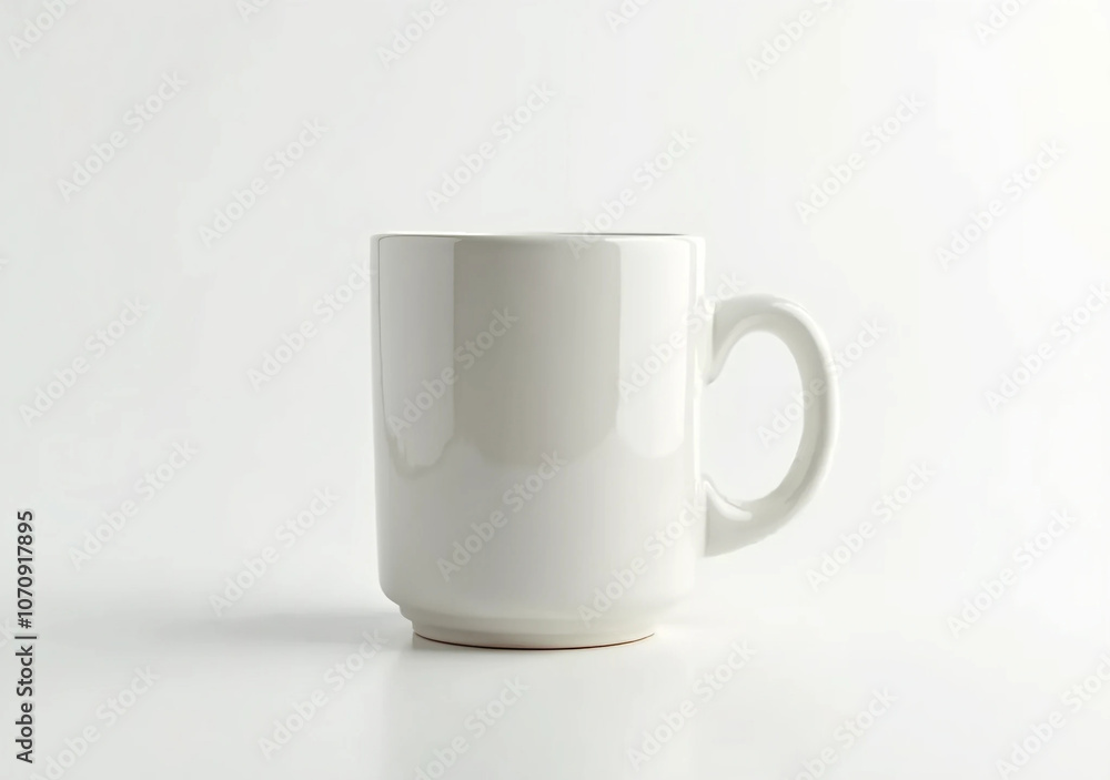 Obraz premium Plain White Ceramic Mug Isolated on White Background. Minimalist and Modern Drinkware Design