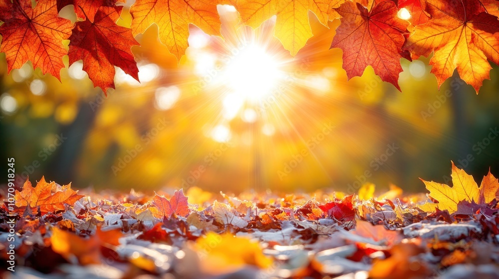 Autumn leaves on a sunny day, with a blurred background. Autumn leaves on a sunny day, with a blurred background.
