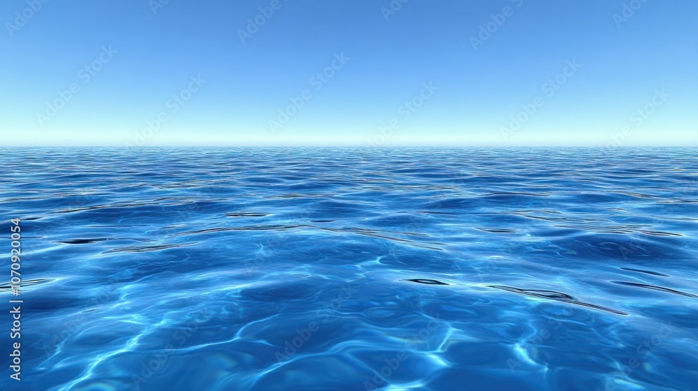 Fototapeta premium Calm blue ocean water with clear sky.