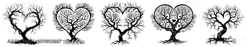 heart-shaped trees collection with intricate and decorative patterns