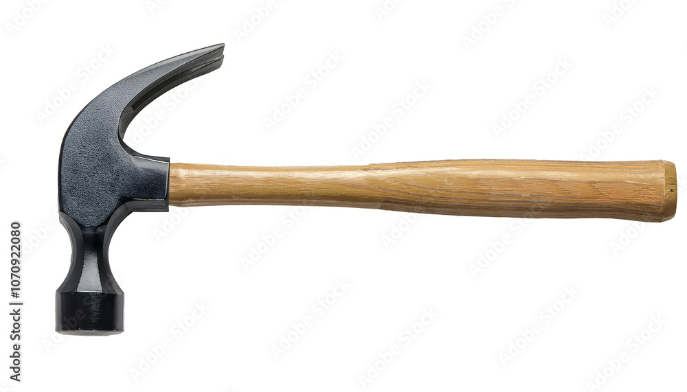 A hammer isolated on a white surface, highlighting its form and craftsmanship effectively A hammer isolated on a white surface, highlighting its form and craftsmanship effectively
