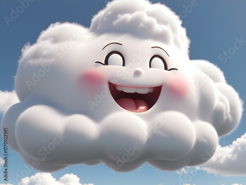 cartoon smiling cloud character photo