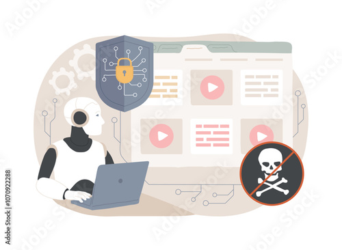 AI-Powered Content Protection abstract concept vector illustration.