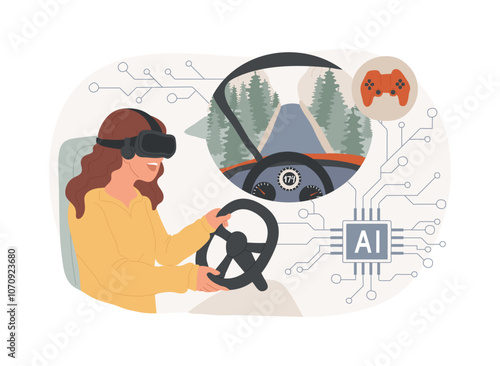 AI-Enhanced Virtual Reality abstract concept vector illustration.