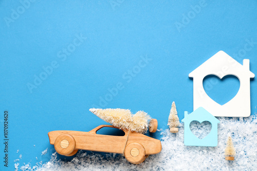 Toy wooden car with small C...