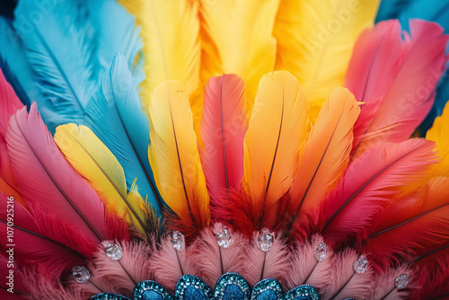 colorful feathers used in Carnival headdresses. photo