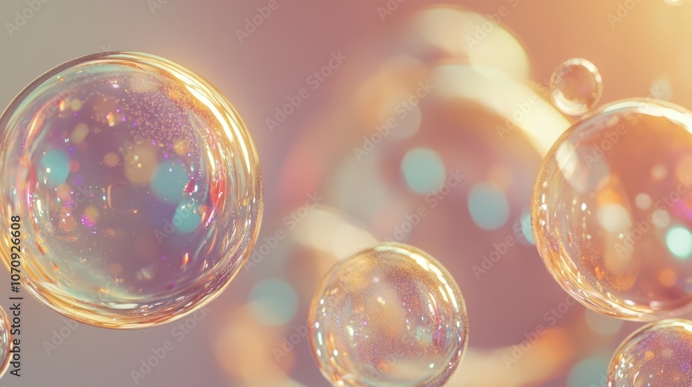 abstract background with floating bubbles, luminous tones, glossy textures, subtle reflections, minimalistic and clean, futuristic composition with a soft focus abstract background with floating bubbles, luminous tones, glossy textures, subtle reflections, minimalistic and clean, futuristic composition with a soft focus