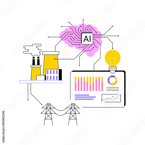 AI-Optimized Smart Grids abstract concept vector illustration.