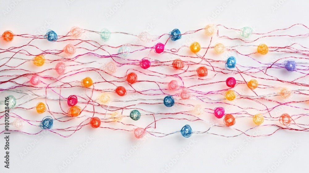 Fototapeta premium Colorful String Lights on White Background