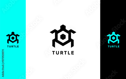 Turtle Hexagon icon simple monogram