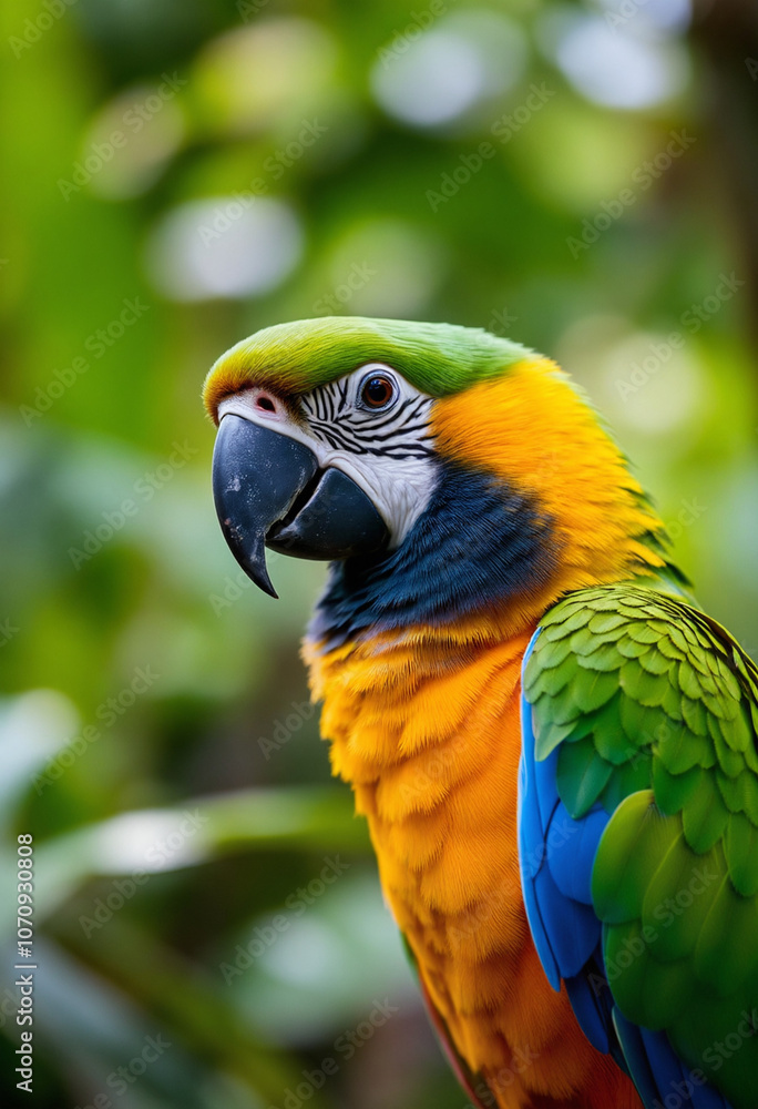 Obraz premium portrait of a parrot in a jungel, generative ai