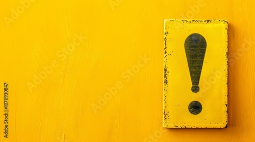 A black exclamation mark on a yellow sign.  A simple reminder to pay attention.
