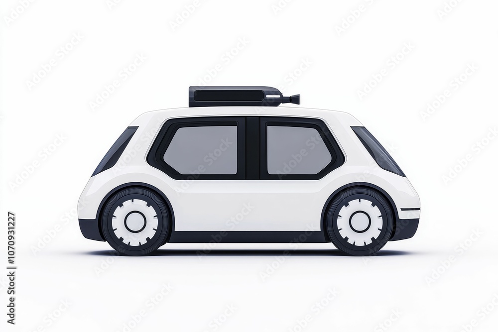 White car with black rims on white background. White car with black rims on white background.