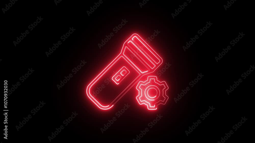 Glowing neon Flashlight icon on black background. HD video graphic animation Glowing neon Flashlight icon on black background. HD video graphic animation