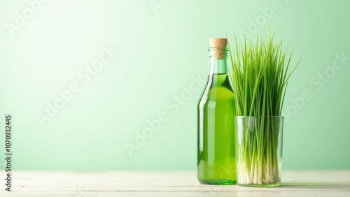 Wellness Essence: Fresh Olo Wheatgrass in Bottle photo