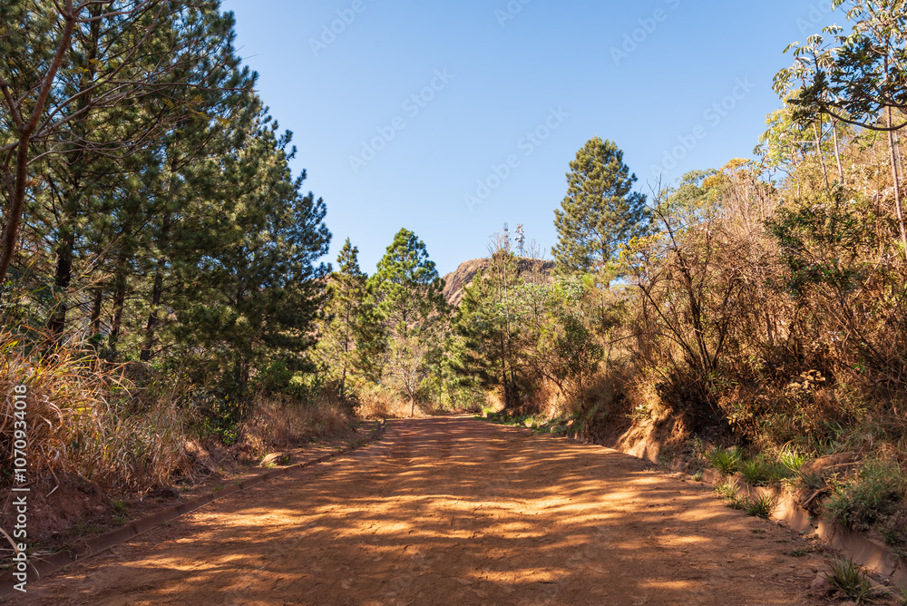 Fototapeta premium Trilha de caminhada no início do Parque da Serra do Curral em Belo Horizonte, Minas Gerais, Brasil