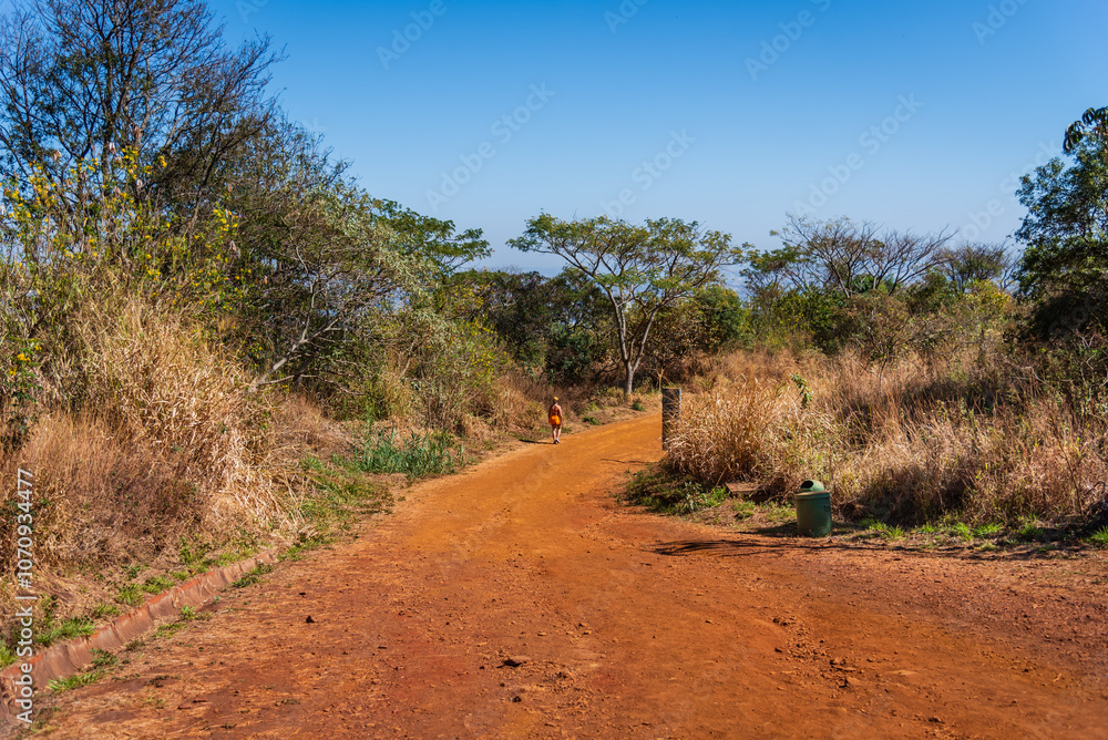 Mulher caminhando no Parque da Serra do Curral em Belo Horizonte, Minas Gerais, Brasil Mulher caminhando no Parque da Serra do Curral em Belo Horizonte, Minas Gerais, Brasil