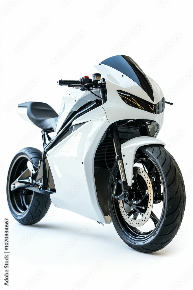 White motorcycle with black tires. White motorcycle with black tires.
