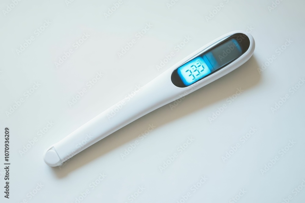 A digital thermometer on white background. A digital thermometer on white background.