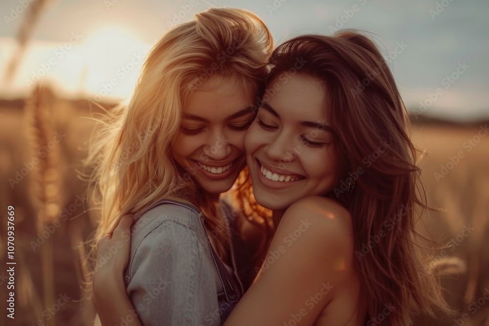 Gay Happy. Lesbian Couple Embracing in Love, Celebrating Happiness and Human Relationships Gay Happy. Lesbian Couple Embracing in Love, Celebrating Happiness and Human Relationships
