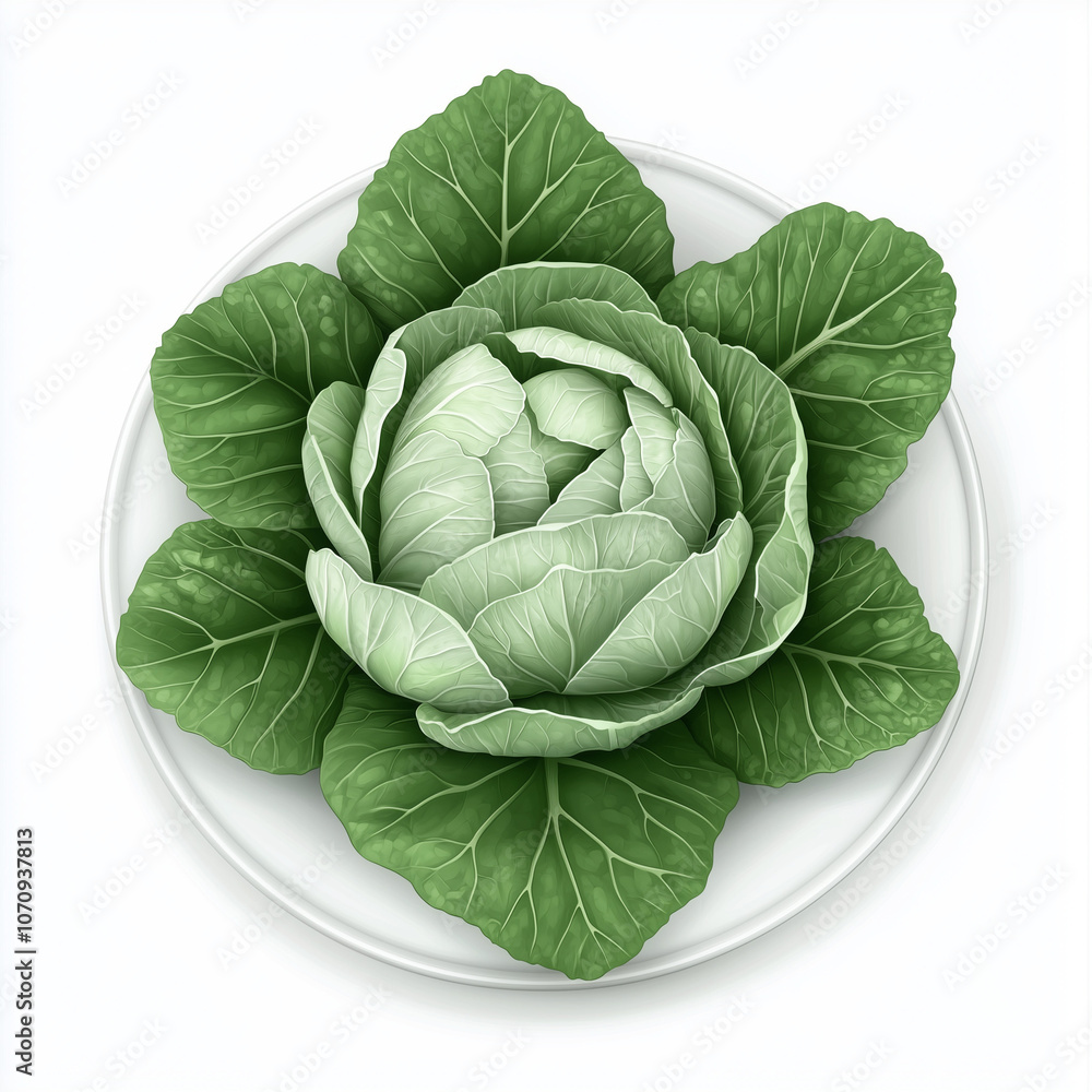Obraz premium A cabbage stylized isolate icon with leaves, realistic, photo grade, white background