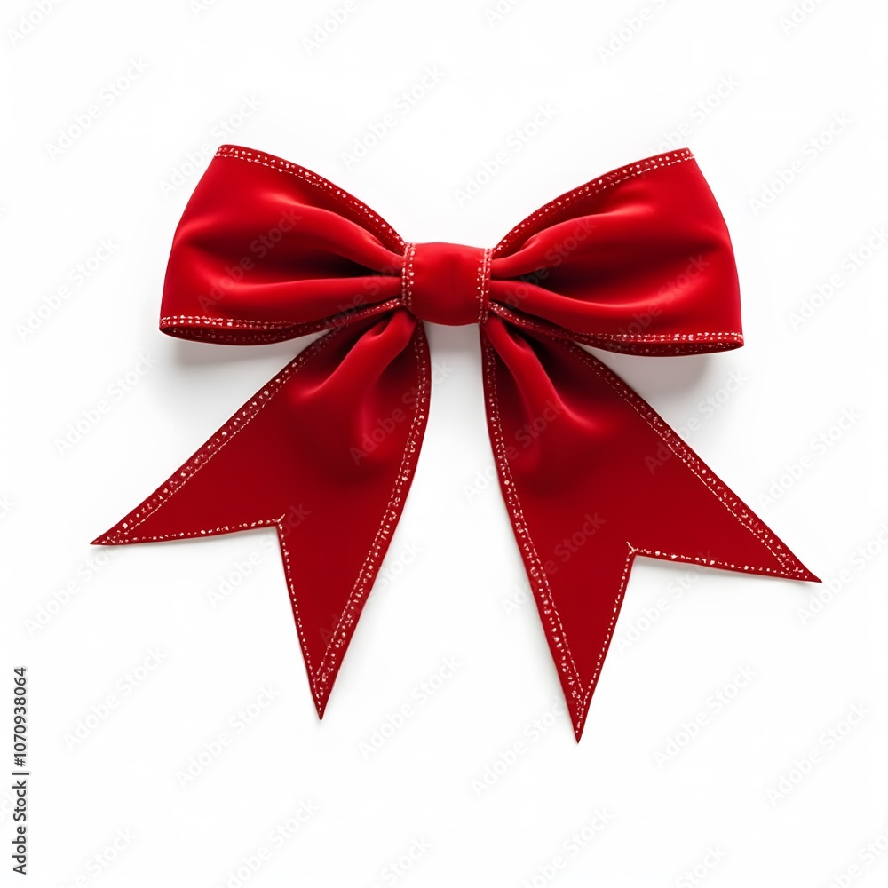 Fototapeta premium Red Ribbon Bow Isolated on White Background